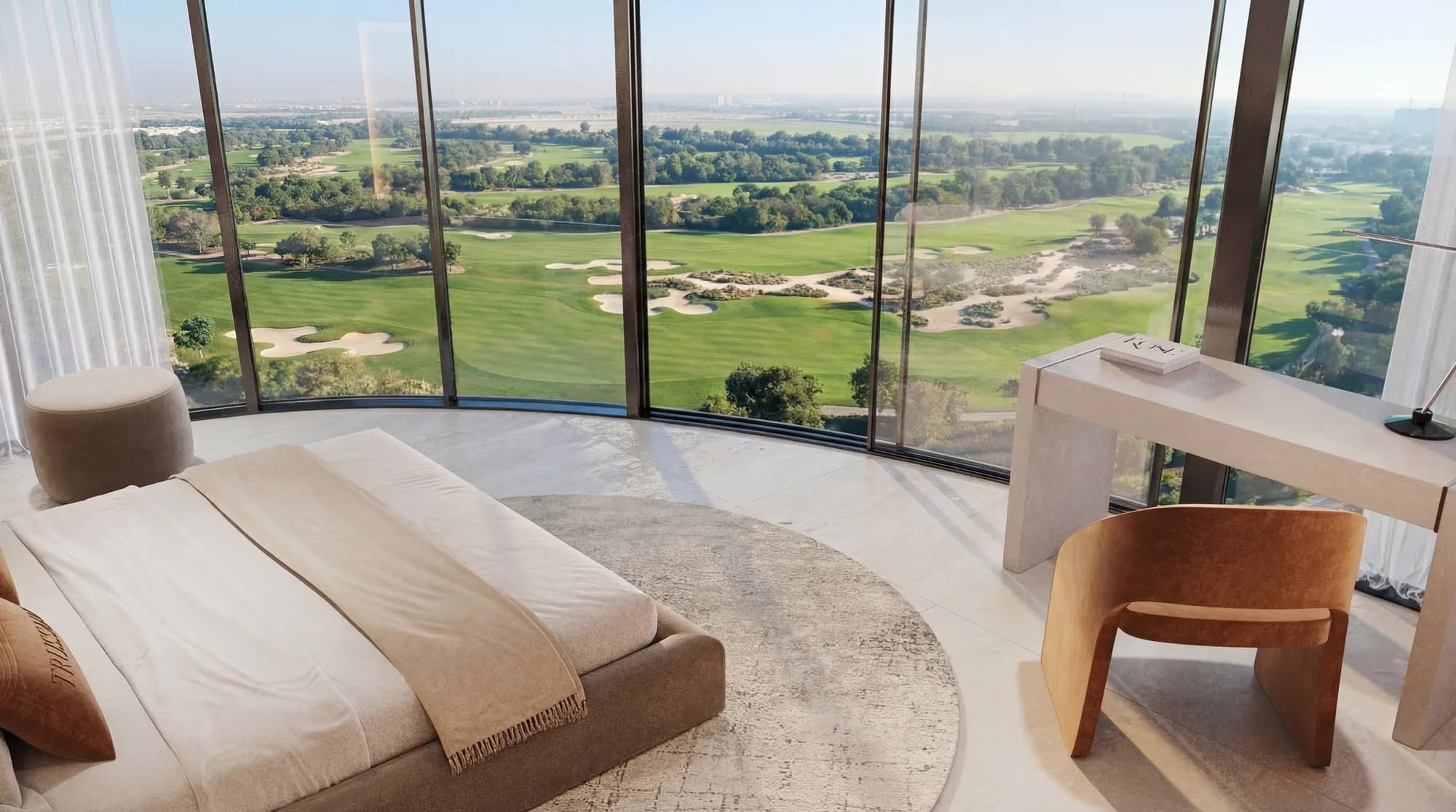 Trussardi Casa bedroom with golf views